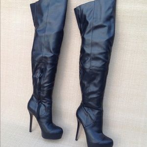 Aldo Faux Leather Thigh High Heeled Boot